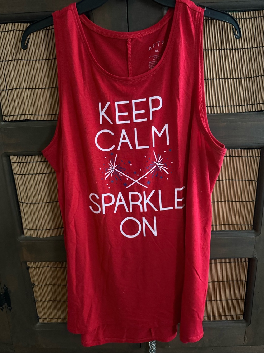 Apt. 9 Red Graphic 'Keep Calm Sparkle On' Tank Too - XL